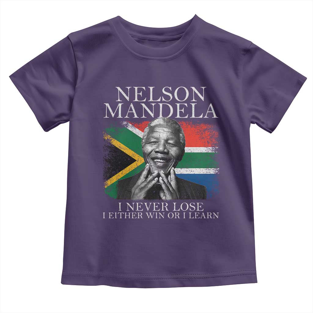 Nelson Mandela Quote Toddler T Shirt I Never Lose I Either Win Or I Learn Vintage South African Flag