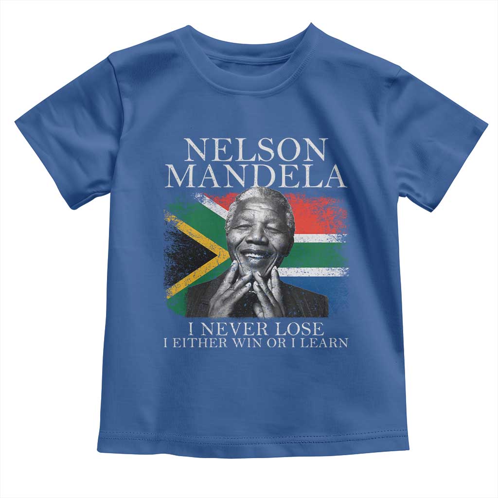 Nelson Mandela Quote Toddler T Shirt I Never Lose I Either Win Or I Learn Vintage South African Flag