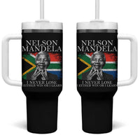 Nelson Mandela Quote Tumbler With Handle I Never Lose I Either Win Or I Learn Vintage South African Flag