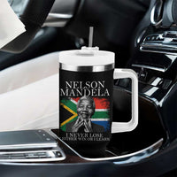 Nelson Mandela Quote Tumbler With Handle I Never Lose I Either Win Or I Learn Vintage South African Flag