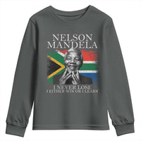 Nelson Mandela Quote Youth Sweatshirt I Never Lose I Either Win Or I Learn Vintage South African Flag