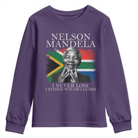 Nelson Mandela Quote Youth Sweatshirt I Never Lose I Either Win Or I Learn Vintage South African Flag