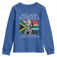 Nelson Mandela Quote Youth Sweatshirt I Never Lose I Either Win Or I Learn Vintage South African Flag