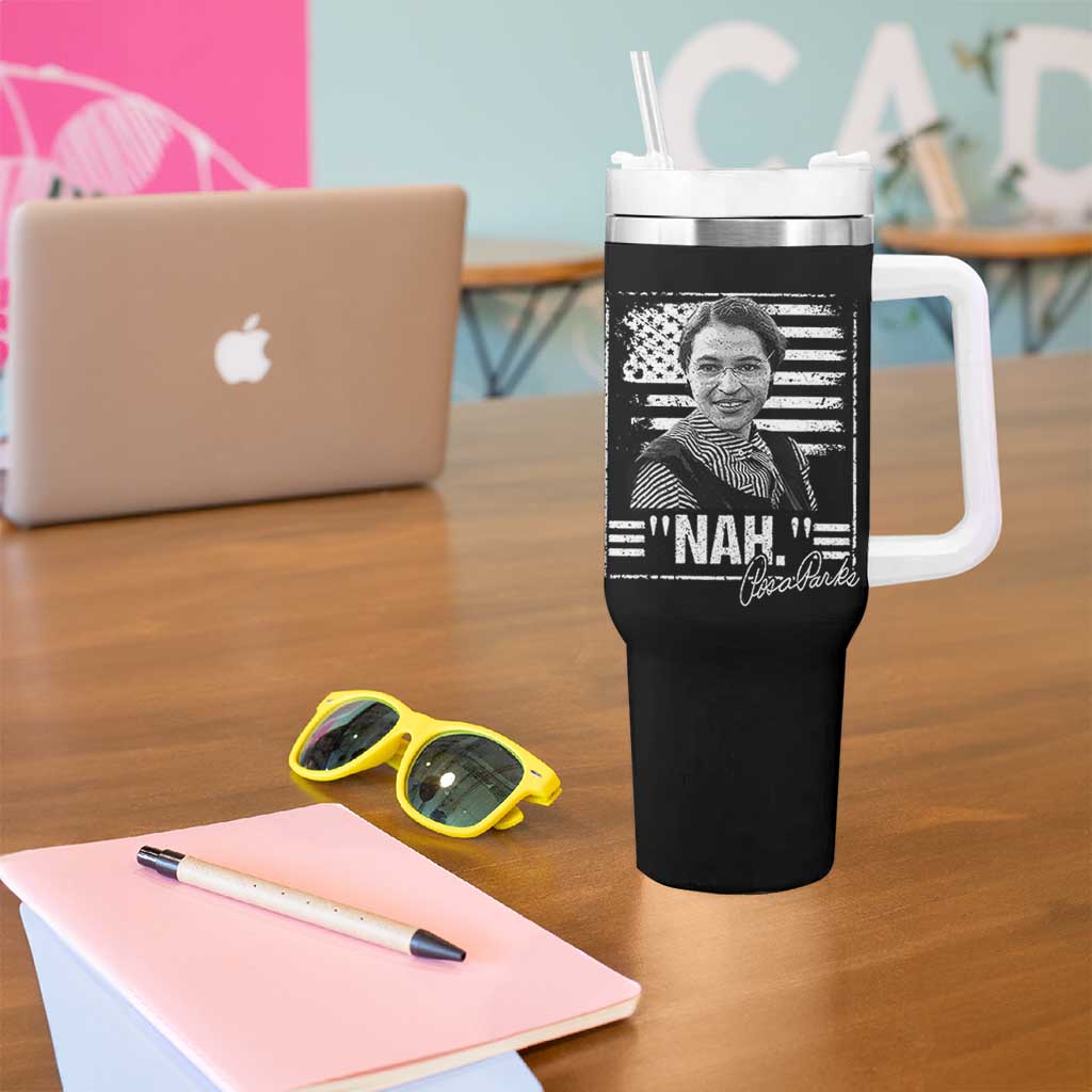 Rosa Parks Nah Quote Tumbler With Handle Black Movement Protest American Flag