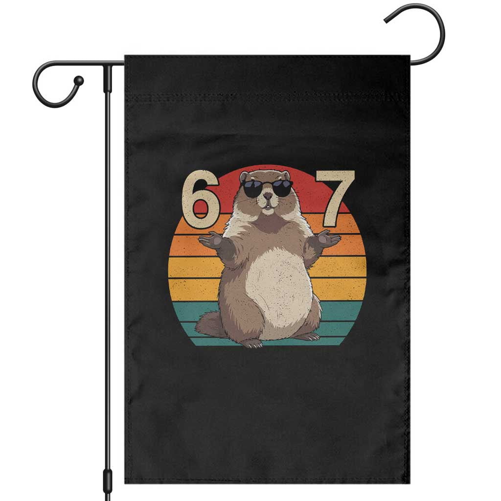 Funny Groundhog 67 Garden Flag Six Seven Meme Retro Vintage Woodchuck Day - Wonder Print Shop