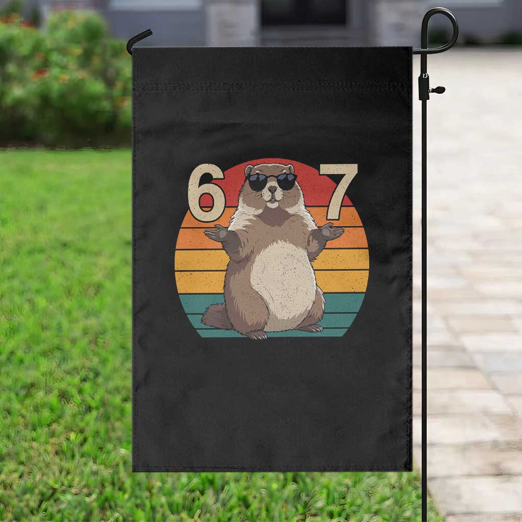 Funny Groundhog 67 Garden Flag Six Seven Meme Retro Vintage Woodchuck Day - Wonder Print Shop
