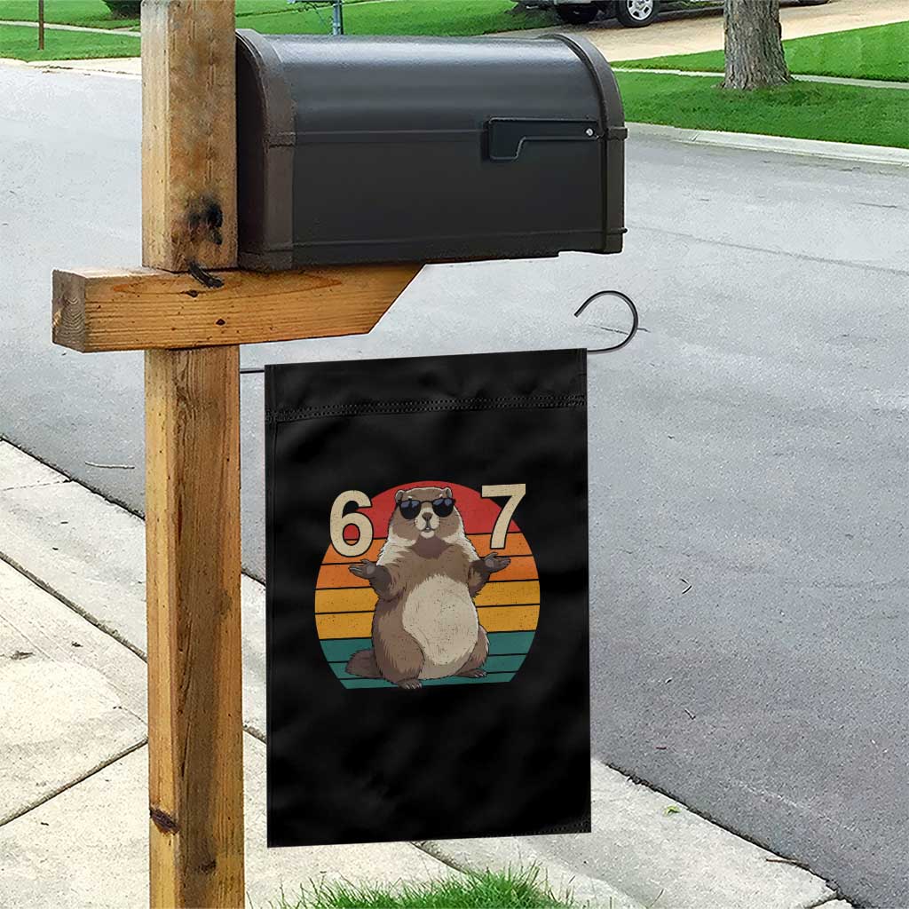 Funny Groundhog 67 Garden Flag Six Seven Meme Retro Vintage Woodchuck Day - Wonder Print Shop