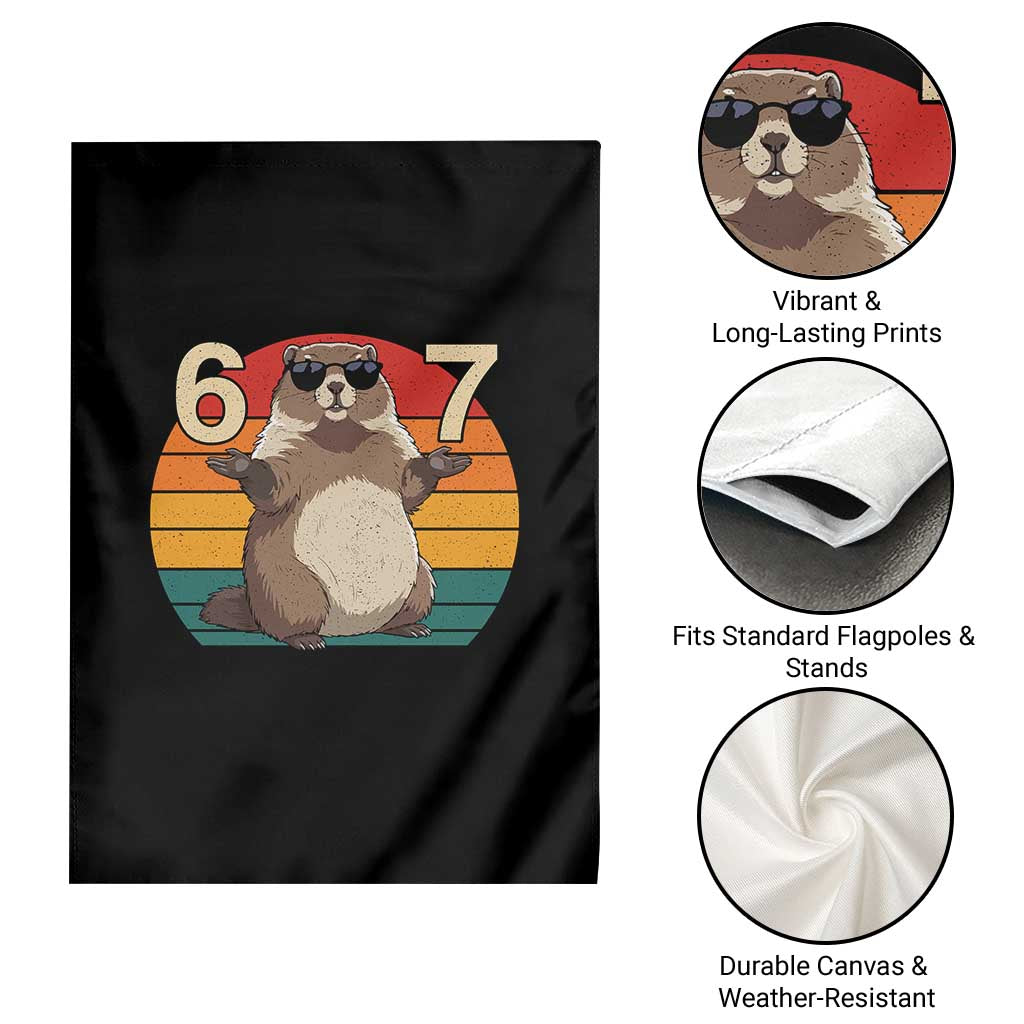 Funny Groundhog 67 Garden Flag Six Seven Meme Retro Vintage Woodchuck Day - Wonder Print Shop