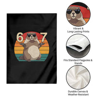 Funny Groundhog 67 Garden Flag Six Seven Meme Retro Vintage Woodchuck Day - Wonder Print Shop