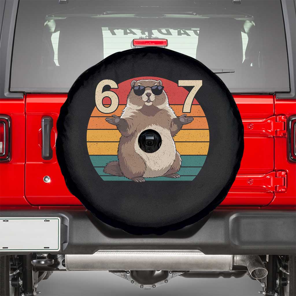 Funny Groundhog 67 Spare Tire Cover Six Seven Meme Retro Vintage Woodchuck Day - Wonder Print Shop