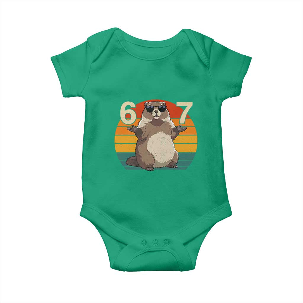 Funny Groundhog 67 Baby Onesie Six Seven Meme Retro Vintage Woodchuck Day - Wonder Print Shop
