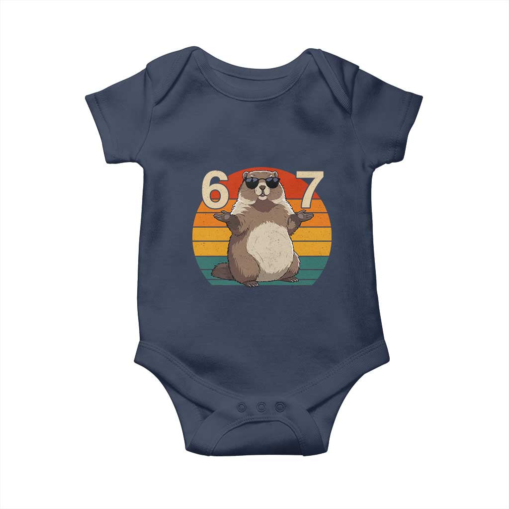 Funny Groundhog 67 Baby Onesie Six Seven Meme Retro Vintage Woodchuck Day - Wonder Print Shop