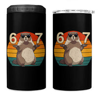 Funny Groundhog 67 4 in 1 Can Cooler Tumbler Six Seven Meme Retro Vintage Woodchuck Day - Wonder Print Shop