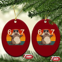 Funny Groundhog 67 Ceramic Ornament Six Seven Meme Retro Vintage Woodchuck Day - Wonder Print Shop