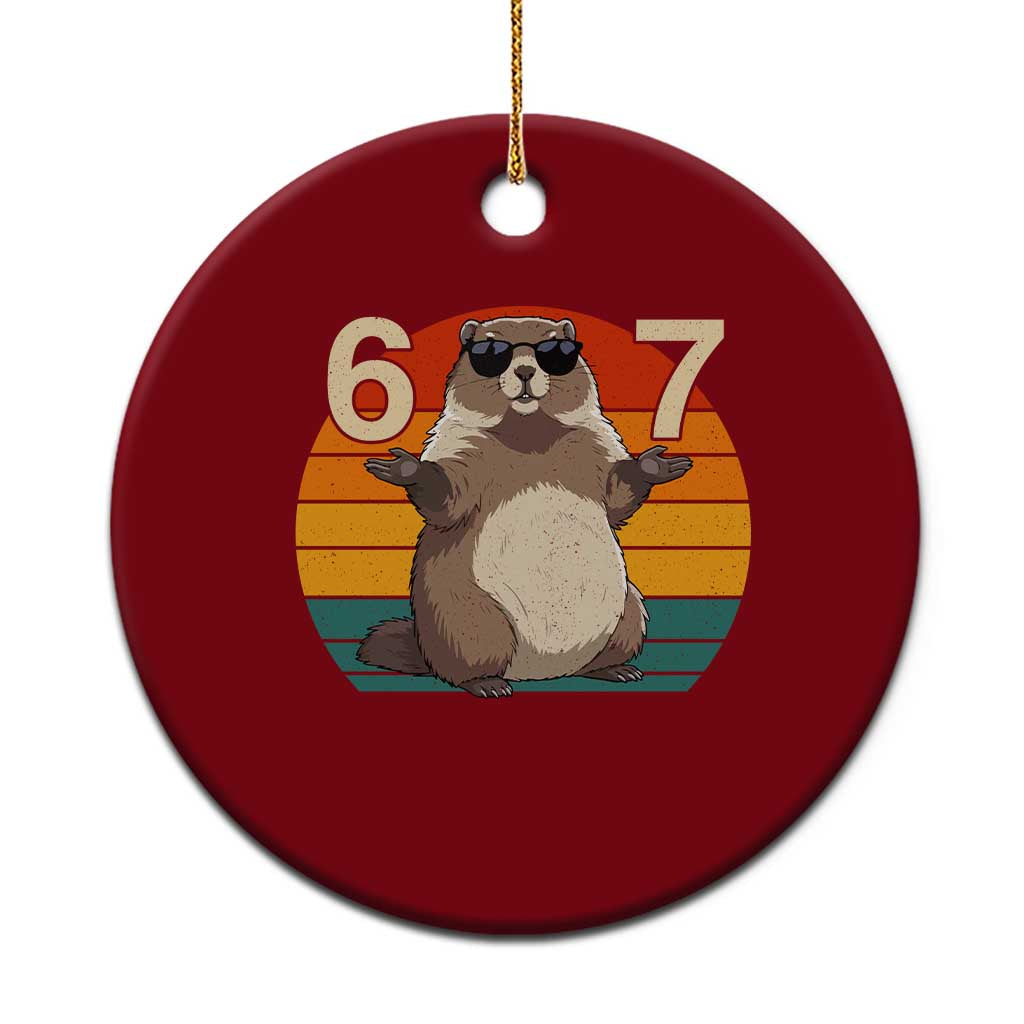 Funny Groundhog 67 Ceramic Ornament Six Seven Meme Retro Vintage Woodchuck Day - Wonder Print Shop