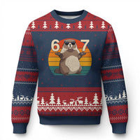 Funny Groundhog 67 Ugly Christmas Sweater Six Seven Meme Retro Vintage Woodchuck Day - Wonder Print Shop