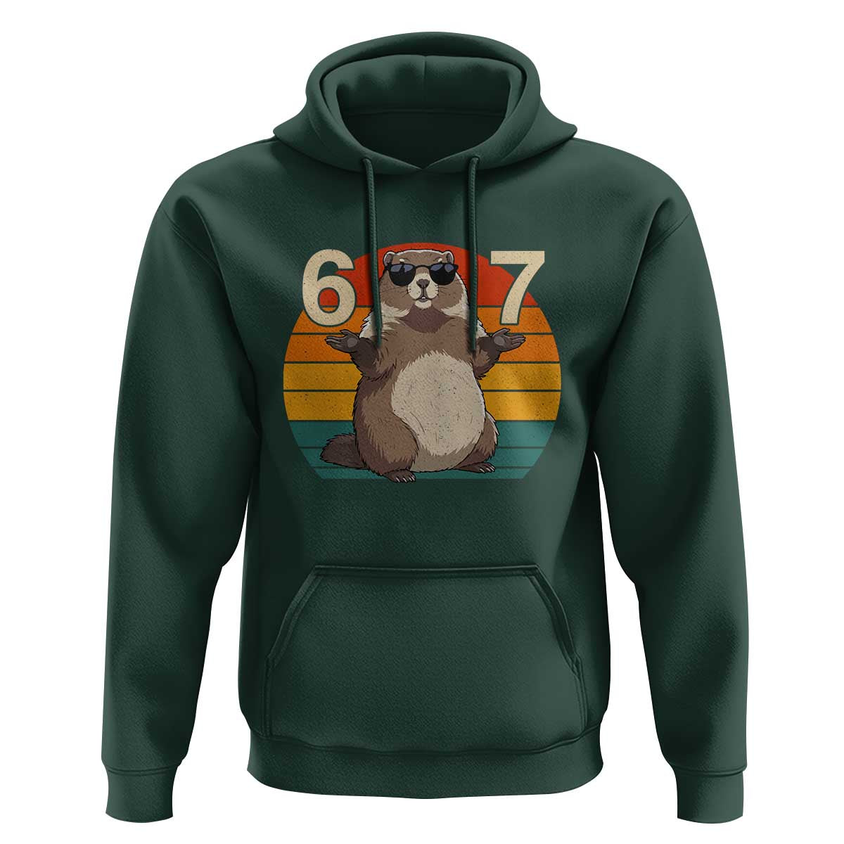 Funny Groundhog 67 Hoodie Six Seven Meme Retro Vintage Woodchuck Day - Wonder Print Shop