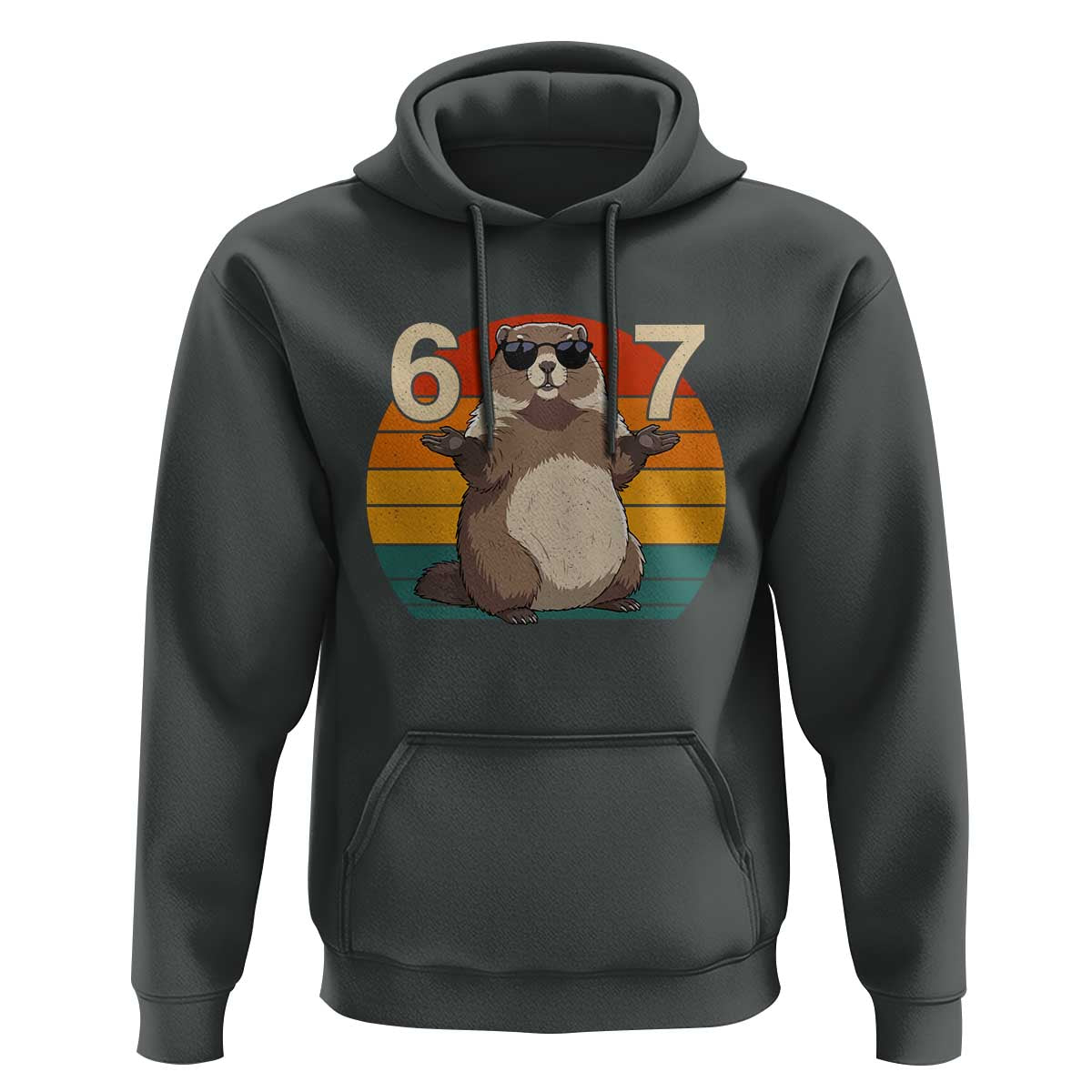 Funny Groundhog 67 Hoodie Six Seven Meme Retro Vintage Woodchuck Day - Wonder Print Shop