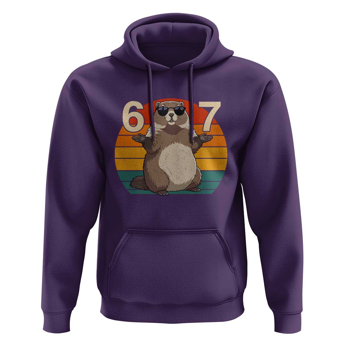 Funny Groundhog 67 Hoodie Six Seven Meme Retro Vintage Woodchuck Day - Wonder Print Shop