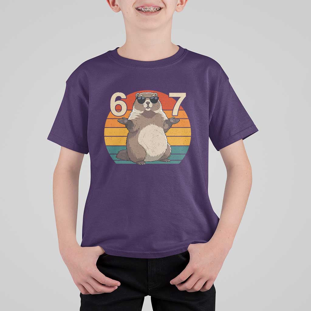 Funny Groundhog 67 T Shirt For Kid Six Seven Meme Retro Vintage Woodchuck Day - Wonder Print Shop