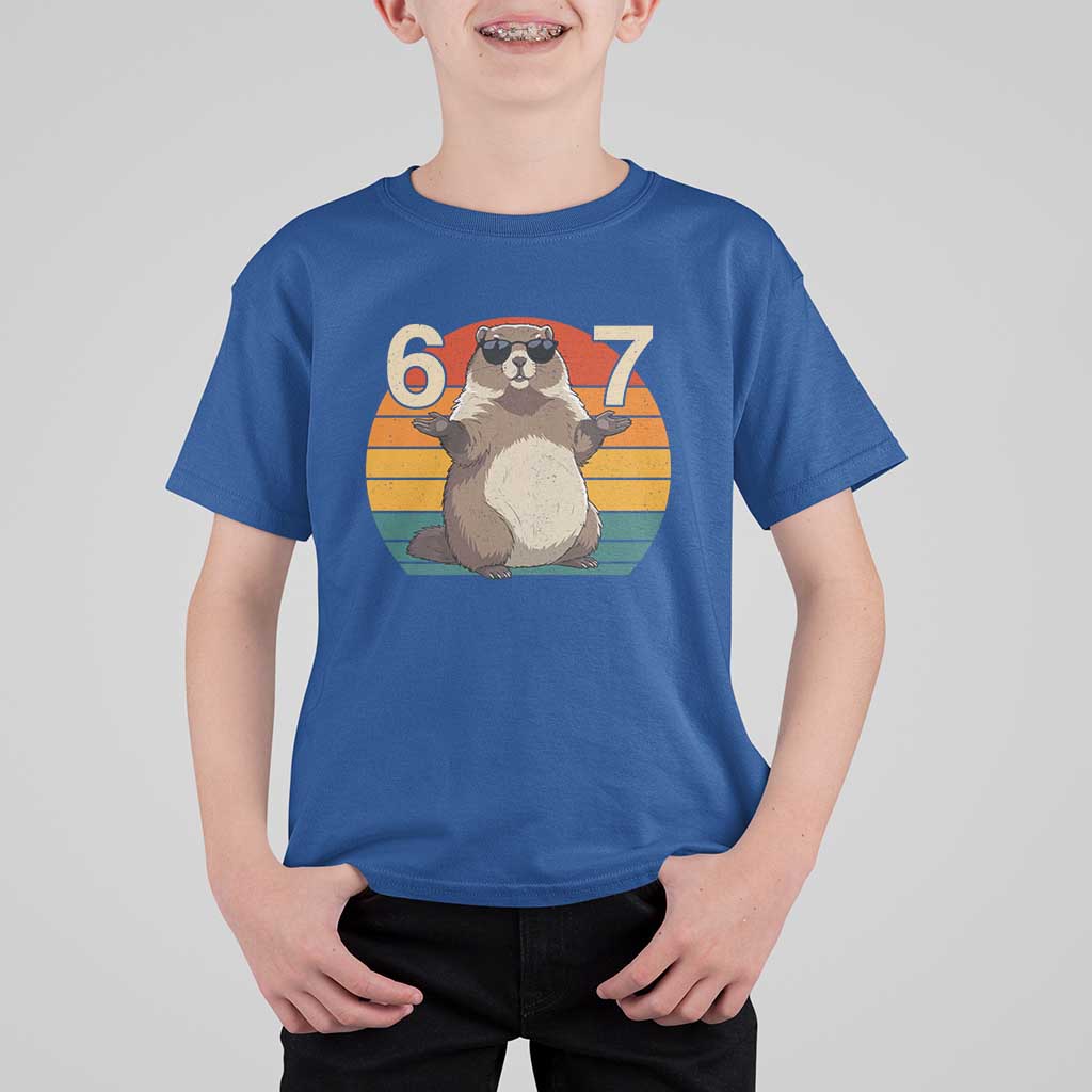 Funny Groundhog 67 T Shirt For Kid Six Seven Meme Retro Vintage Woodchuck Day - Wonder Print Shop