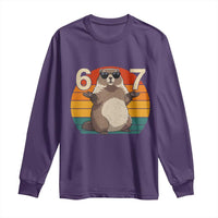 Funny Groundhog 67 Long Sleeve Shirt Six Seven Meme Retro Vintage Woodchuck Day - Wonder Print Shop