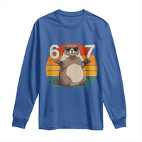 Funny Groundhog 67 Long Sleeve Shirt Six Seven Meme Retro Vintage Woodchuck Day - Wonder Print Shop