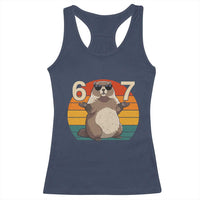 Funny Groundhog 67 Racerback Tank Top Six Seven Meme Retro Vintage Woodchuck Day - Wonder Print Shop
