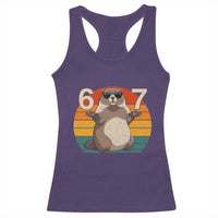 Funny Groundhog 67 Racerback Tank Top Six Seven Meme Retro Vintage Woodchuck Day - Wonder Print Shop