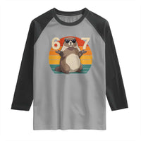 Funny Groundhog 67 Raglan Shirt Six Seven Meme Retro Vintage Woodchuck Day - Wonder Print Shop