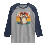Funny Groundhog 67 Raglan Shirt Six Seven Meme Retro Vintage Woodchuck Day - Wonder Print Shop