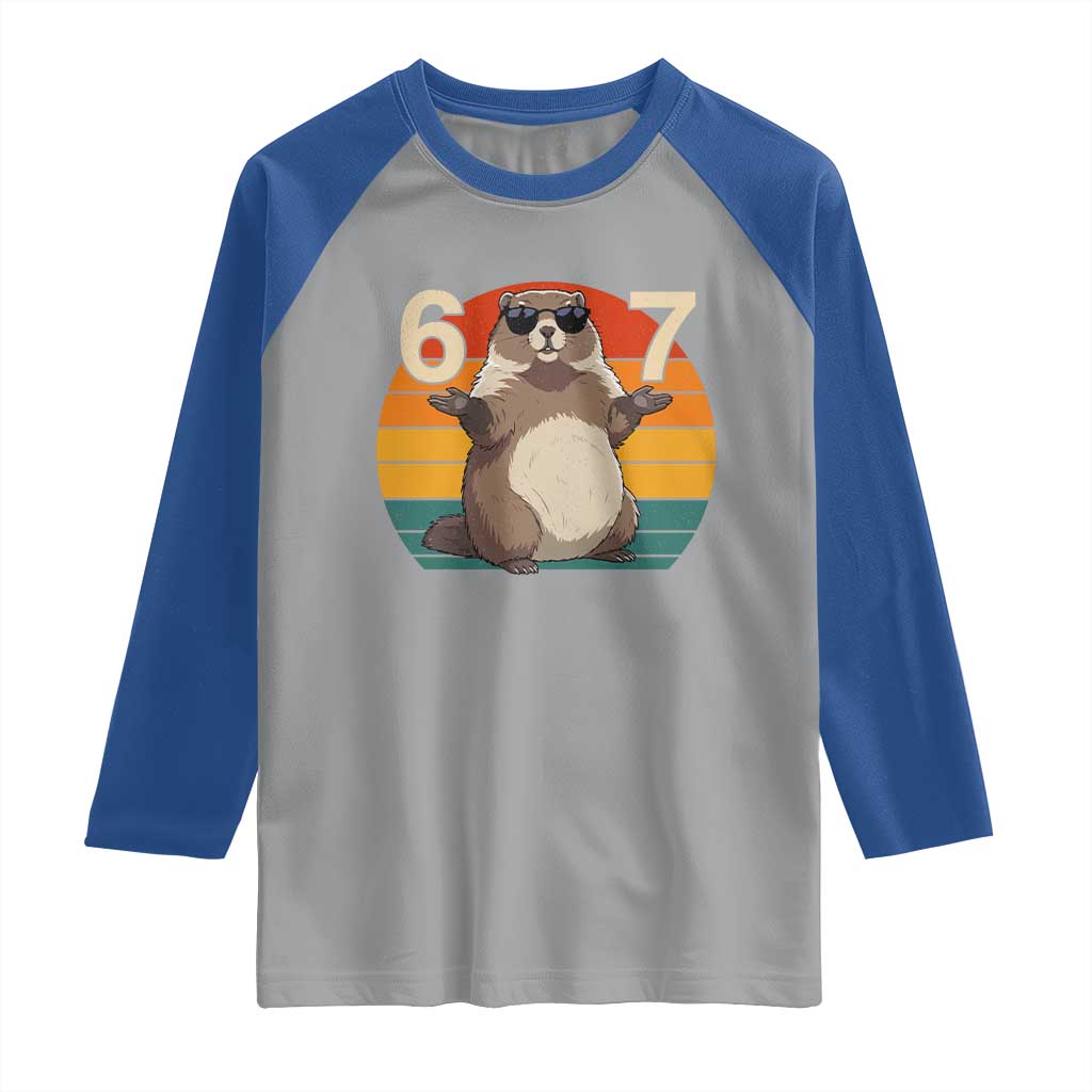 Funny Groundhog 67 Raglan Shirt Six Seven Meme Retro Vintage Woodchuck Day - Wonder Print Shop