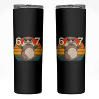 Funny Groundhog 67 Skinny Tumbler Six Seven Meme Retro Vintage Woodchuck Day - Wonder Print Shop