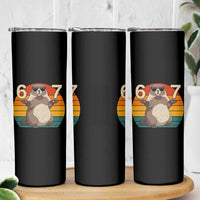 Funny Groundhog 67 Skinny Tumbler Six Seven Meme Retro Vintage Woodchuck Day - Wonder Print Shop