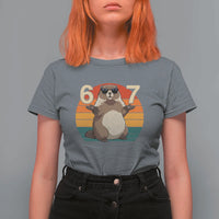 Funny Groundhog 67 T Shirt For Women Six Seven Meme Retro Vintage Woodchuck Day - Wonder Print Shop