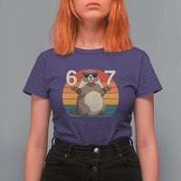 Funny Groundhog 67 T Shirt For Women Six Seven Meme Retro Vintage Woodchuck Day - Wonder Print Shop