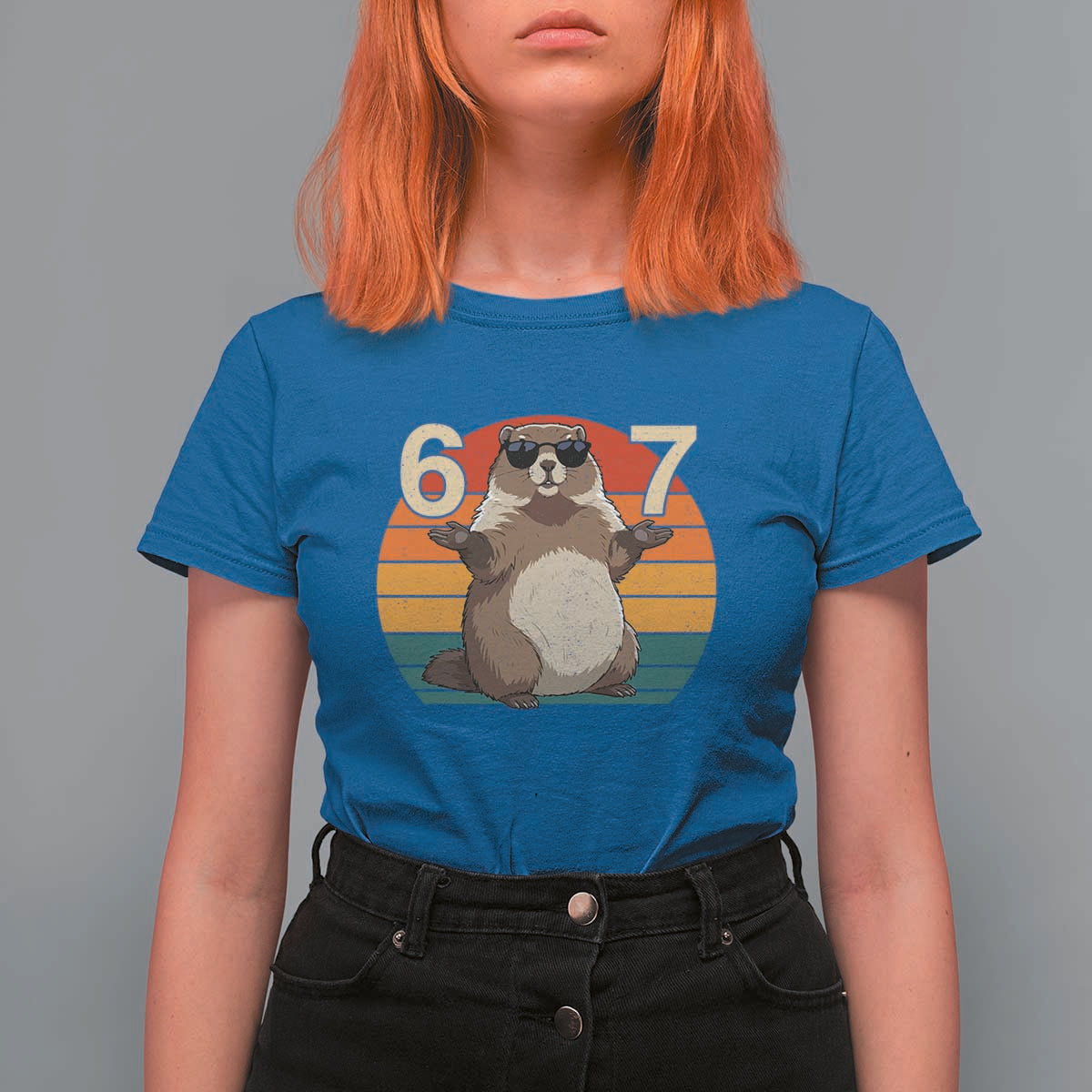 Funny Groundhog 67 T Shirt For Women Six Seven Meme Retro Vintage Woodchuck Day - Wonder Print Shop