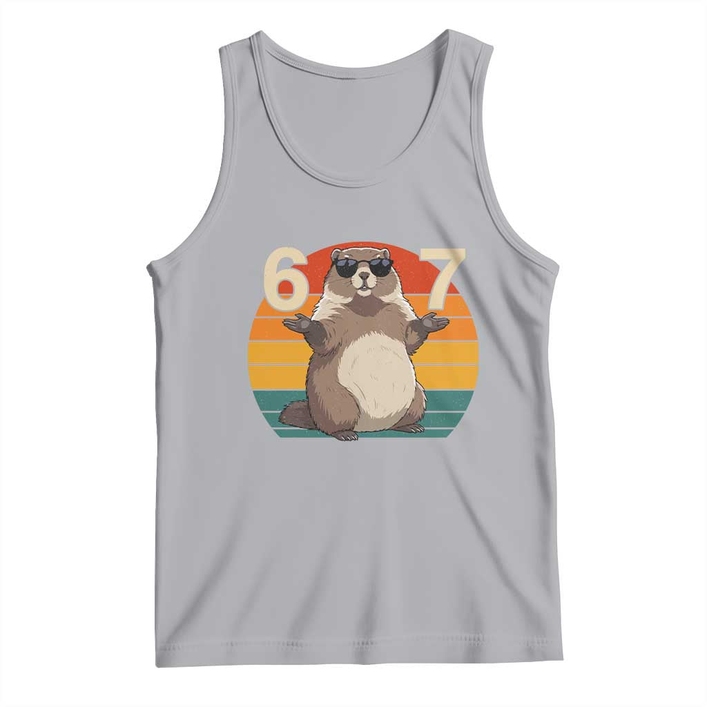 Funny Groundhog 67 Tank Top Six Seven Meme Retro Vintage Woodchuck Day - Wonder Print Shop