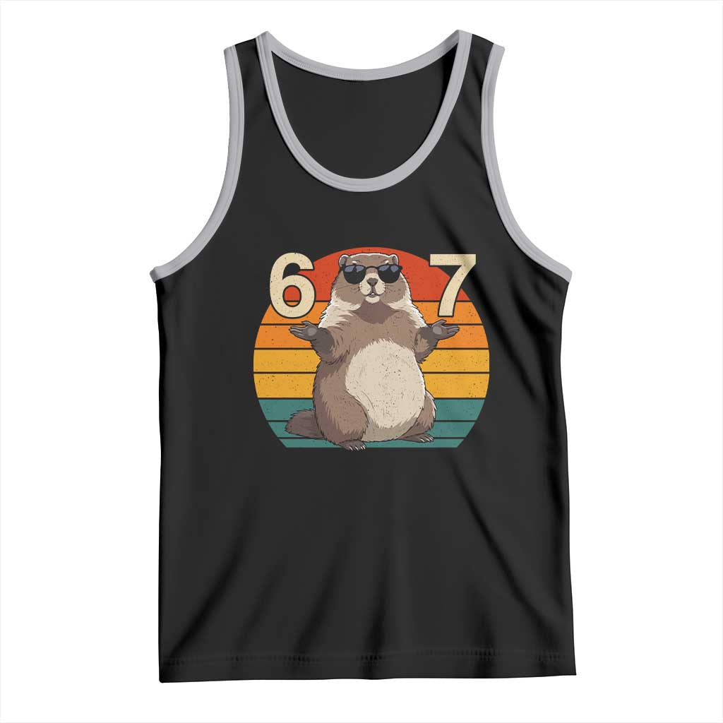 Funny Groundhog 67 Tank Top Six Seven Meme Retro Vintage Woodchuck Day - Wonder Print Shop