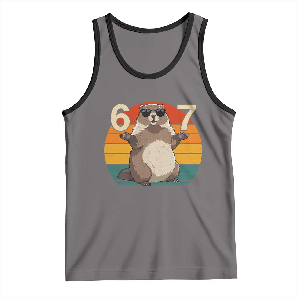 Funny Groundhog 67 Tank Top Six Seven Meme Retro Vintage Woodchuck Day - Wonder Print Shop