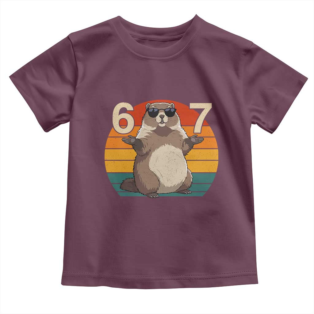 Funny Groundhog 67 Toddler T Shirt Six Seven Meme Retro Vintage Woodchuck Day - Wonder Print Shop