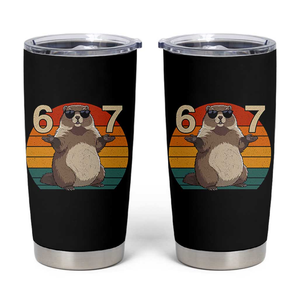 Funny Groundhog 67 Tumbler Cup Six Seven Meme Retro Vintage Woodchuck Day - Wonder Print Shop