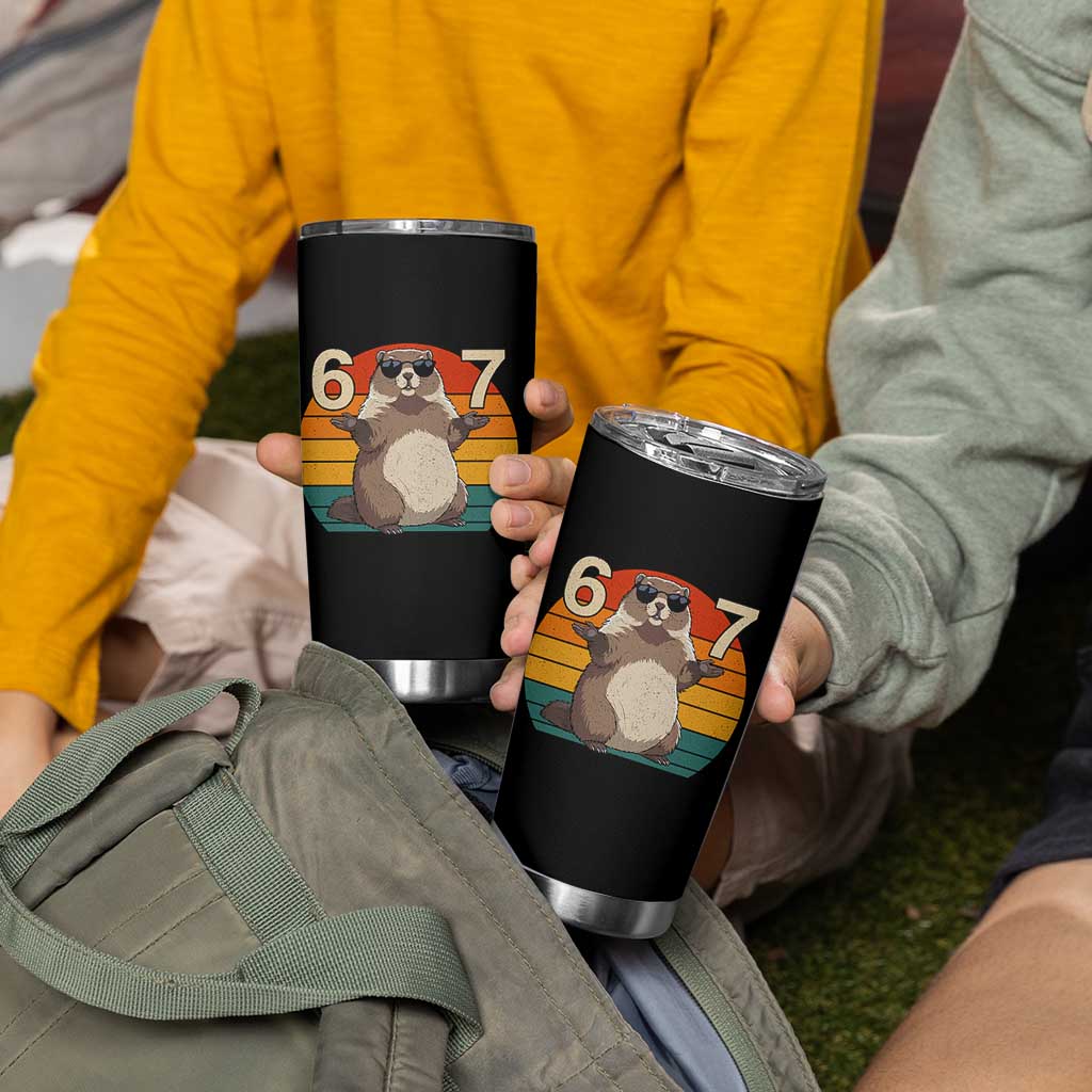 Funny Groundhog 67 Tumbler Cup Six Seven Meme Retro Vintage Woodchuck Day - Wonder Print Shop