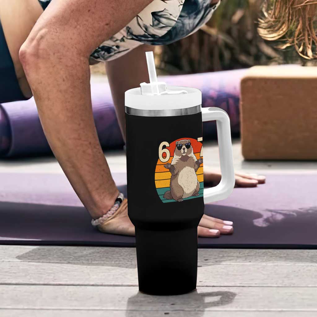 Funny Groundhog 67 Tumbler With Handle Six Seven Meme Retro Vintage Woodchuck Day - Wonder Print Shop