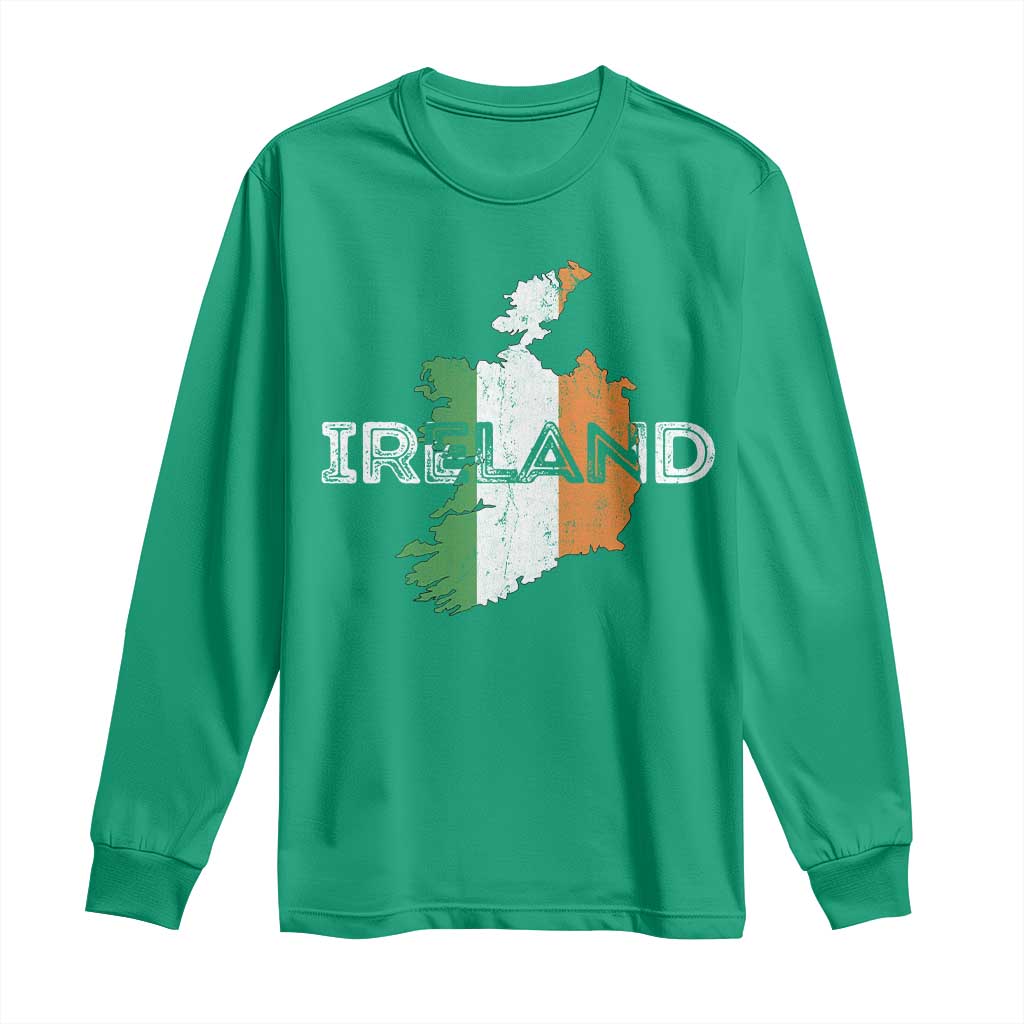 Vintage Irish Map Ireland Pride Souvenir Long Sleeve Shirt