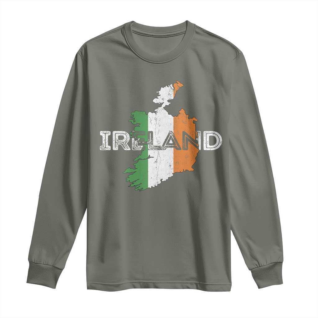 Vintage Irish Map Ireland Pride Souvenir Long Sleeve Shirt
