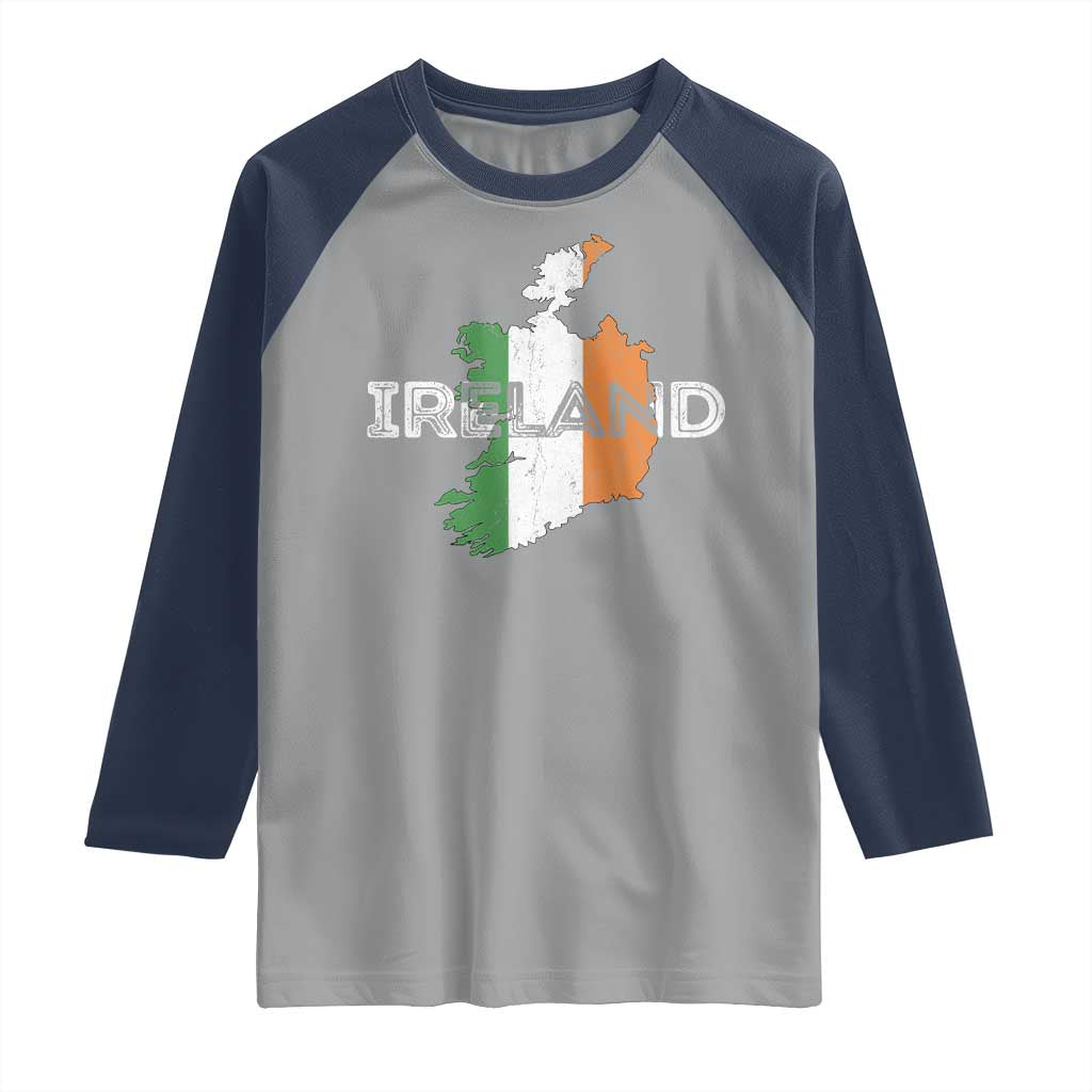 Vintage Irish Map Ireland Pride Souvenir Raglan Shirt