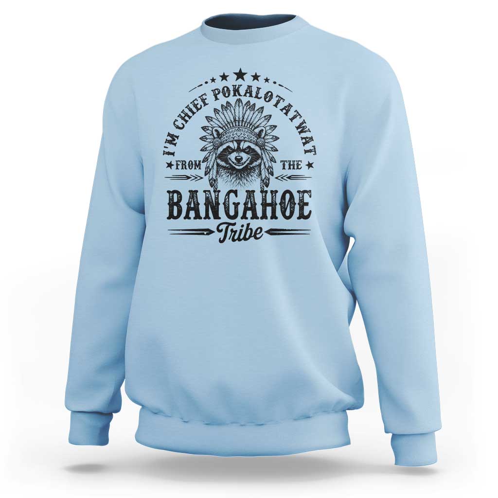 I Am Chief Pokalotatwat From The Bangahoe Tribe Sweatshirt Funny Native American Racoon