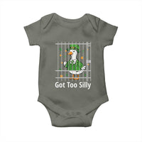 Funny Got Too Silly St Patricks Day Baby Onesie Goose Pun Humor Animal Lovers Shamrock