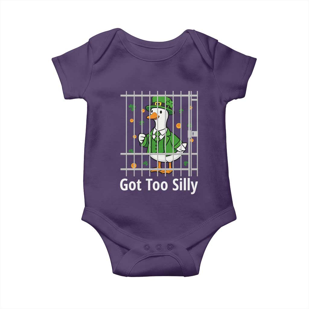 Funny Got Too Silly St Patricks Day Baby Onesie Goose Pun Humor Animal Lovers Shamrock
